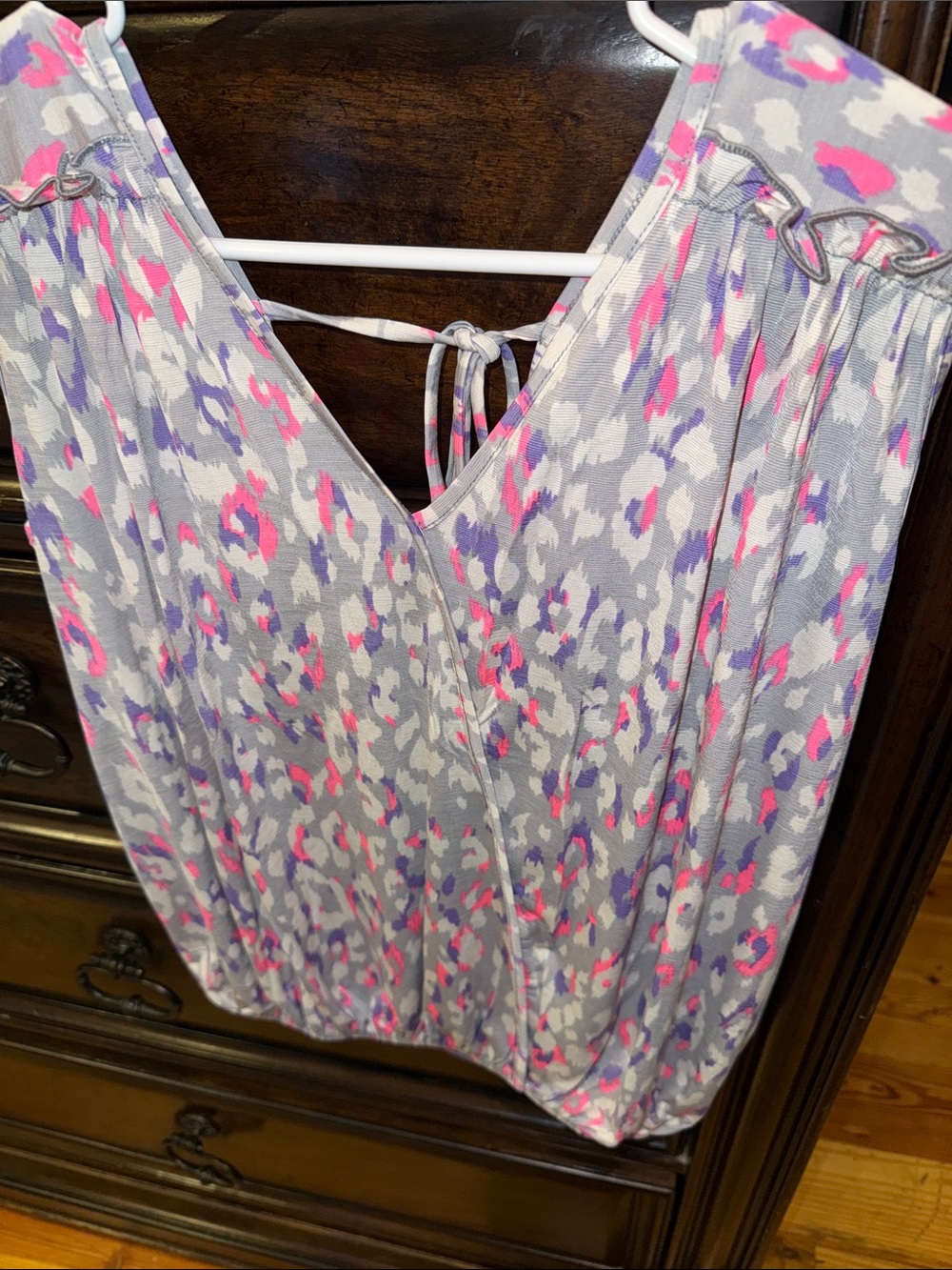 Love Branded Sleeveless Top in Gray, Pink & Purple